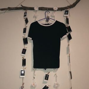 Ribbed Tee with white cuffs